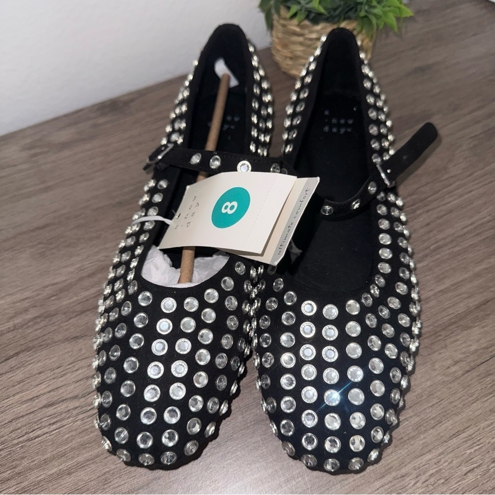 Women's Issa Rhinestone Mary Jane Ballet Flats - A New Day™ Black - Picture 4 of 4